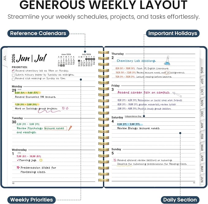 Planner 2026-2027, Academic Year Monthly and Weekly Calendar Planner, Jul 2026 - Image 3