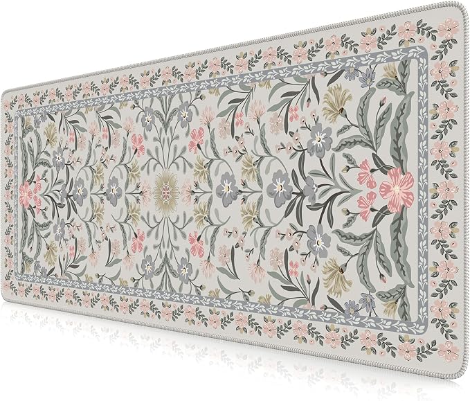 iCasso Aesthetic Floral Desk Mat, L Mouse Pads, Anti-Slip Mousepad by iCasso