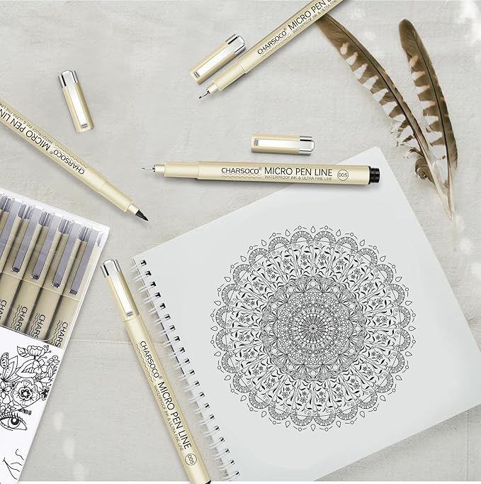 Black Micro Pens, 12 Sizes in 0.23mm - 5mm, Waterproof Archival Ink, Fine Point Pen for Artist Illustration, Sketching, Anime, Manga and Technical Drawing-DeskLoop Office