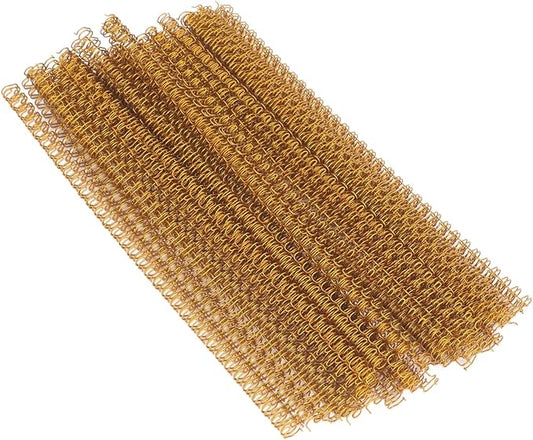 100 Pack Double Loop Wire Binding Spines, YolieraArt 1/4 Inch Spiral Binding Coils for Letter Size,Metal Bindings for Notebook Binder Machine (20 Sheet Capacity, 100P, 3:1 Pitch Twin Combs, Gold)-DeskLoop Office