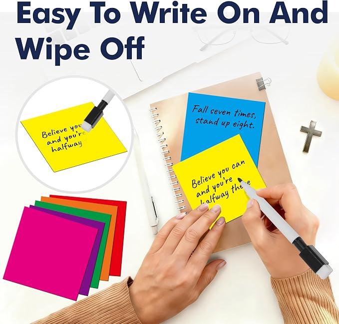 35 PCS Magnetic Sticky Notes, Reusable Dry-Erase Magnets, 7 Colors Magnetic - Image 4