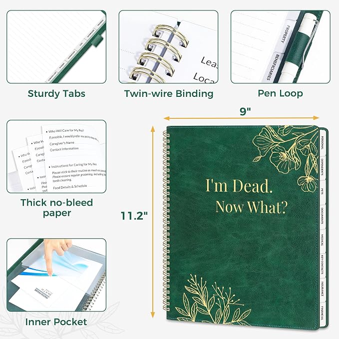 SUNEE End of Life Planner, I‘m Dead Now What Planner, Large Print Spiral-Bound - Image 3