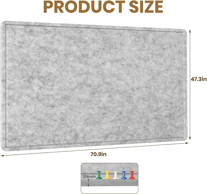 Large Bulletin Board, 72 X 48 inches Cork Board - Image 3