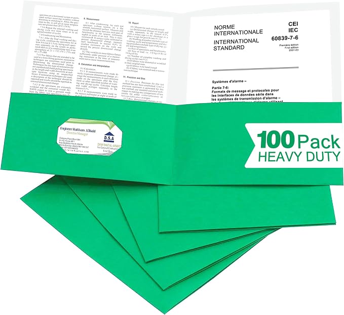Zzrywuty 100 Packs Paper Green Folders by Zzrywuty