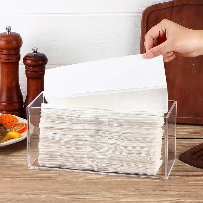 4Pack Acrylic Countertop Paper Towel Dispenser, Folded Paper Towel Dispenser Clear Trifold Napkin Holder, Suitable for Z-fold, C-fold or MultiFold Trifold Paper Towels for Bathroom Toilet and Kitchen-DeskLoop Office