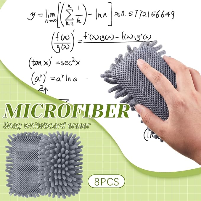 Zonon 8 Pieces Dry Erase Eraser Microfiber Shag Washable Whiteboard Eraser - Image 2