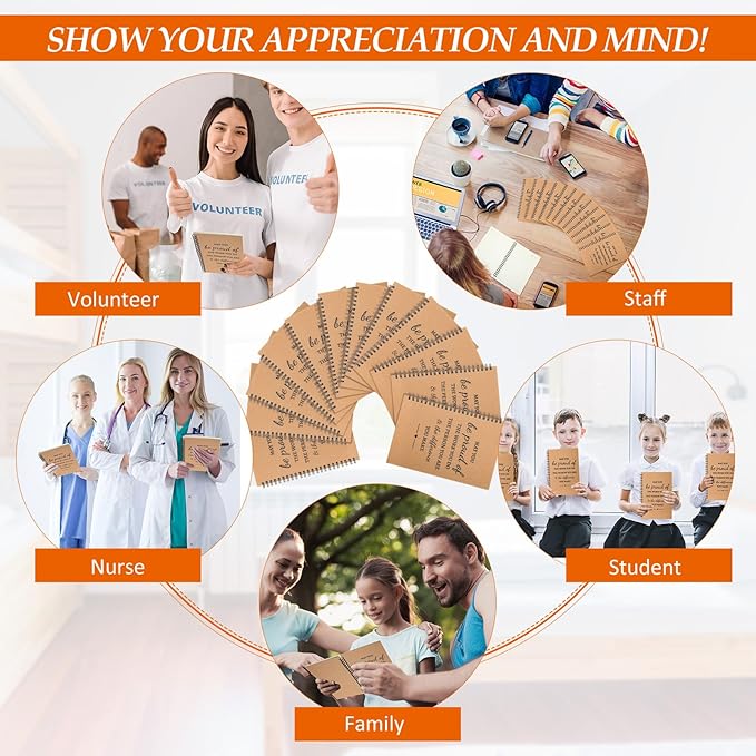 Colarr 60 Pcs A5 Inspirational Spiral Notebook Bulk Appreciation Gift 6x8 Inch Motivational Notepad 100 Page/50sheet Lined College Ruled Journal for Employee Coworker Teacher Nurse (Brown)-DeskLoop Office