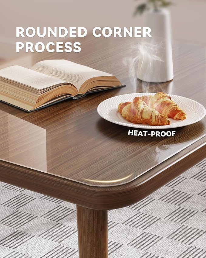 Oterri Clear Writing Desk Pad, 12’’x36” Heat Resistant Waterproof PVC Round - Image 2
