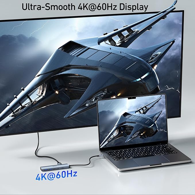 BENFEI USB C HUB 6-in-1 with HDMI(4K@60Hz), 100W Power Delivery, 10Gbps 2*USB-A and 2*USB-C, Silicone Cable, Aluminum Case Compatible with iPhone 15 Pro/Max, MacBook, iPad Pro, iMac, S23, XPS17-DeskLoop Office