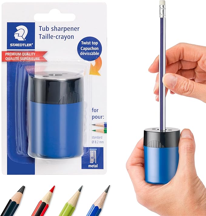 STAEDTLER pencil sharpener, prevents accidental openings, compact size by Staedtler