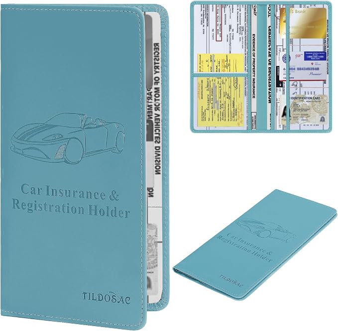 TILDOSAC Car Registration & Insurance Card Holder Leather Auto Glove Box by TILDOSAC