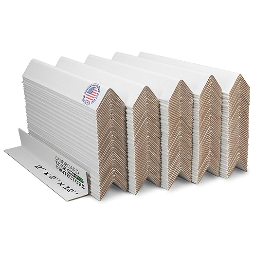IDL Packaging 2" x 2" x 12" Cardboard Edge Protector, Pack of 200 - White Kraft Cardboard Corners for Shipping - V-Board Reinforced-DeskLoop Office
