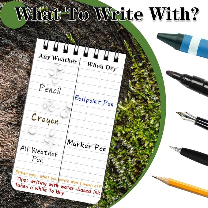 COIDEA Waterproof Notebook, 4 Pack Top-Spiral Pocket Notepad, All Weather - Image 7