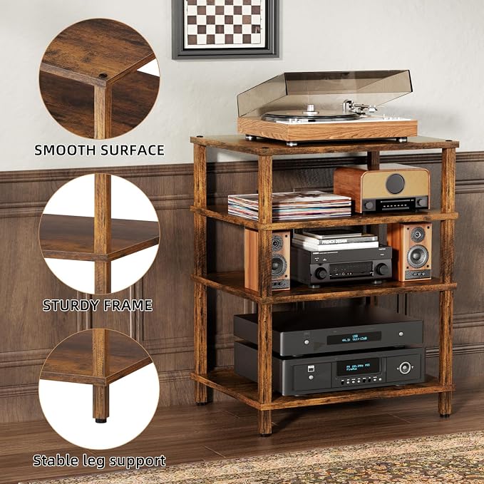 LELELINKY 4-Tier AV Media Player Stand Set of 2, Wooden TV Stand, Game Console - Image 4