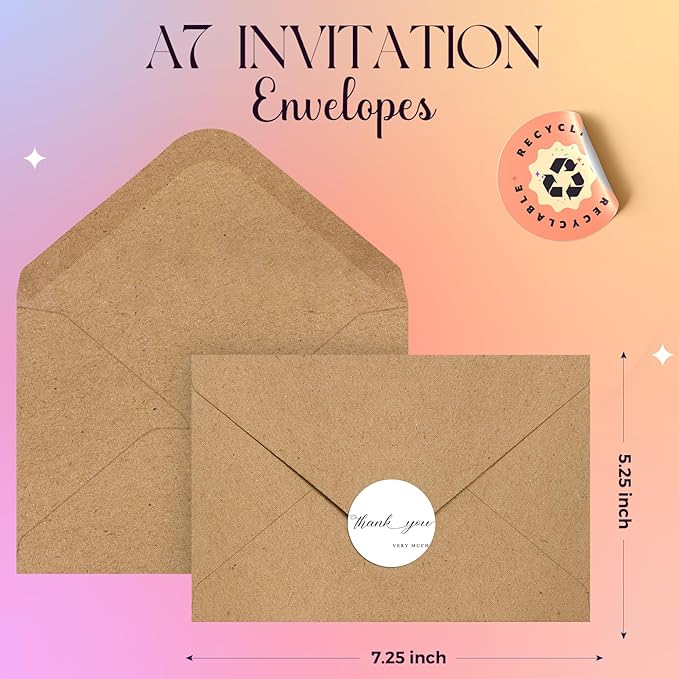 ACSTEP 100PACK Kraft 5X7 Envelopes, Invitations, Greeting Cards Mailing - Image 2
