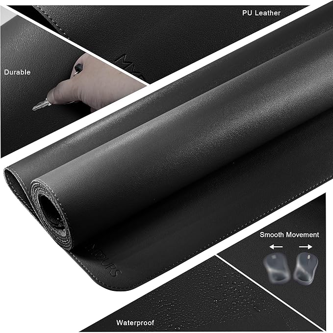 Mydours Extra Long PU Leather Desk Mat, 43.3" x 15.7", Waterproof Surface - Image 4