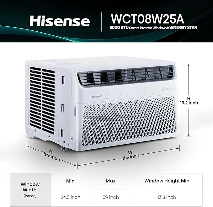 Hisense WCT08W25A Window Air Conditioner, 8,000 BTU, White-DeskLoop Office