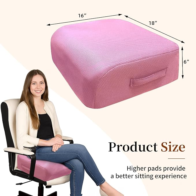 6" Extra Thick Memory Foam Office Chair Cushion – 2-Layer Booster Seat - Image 3