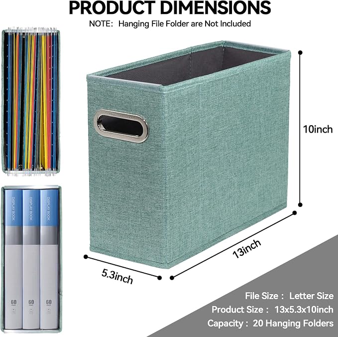 2 Packs Letter Size File Organizer, File Folders Organizer, Fabric Storage Box - Image 2