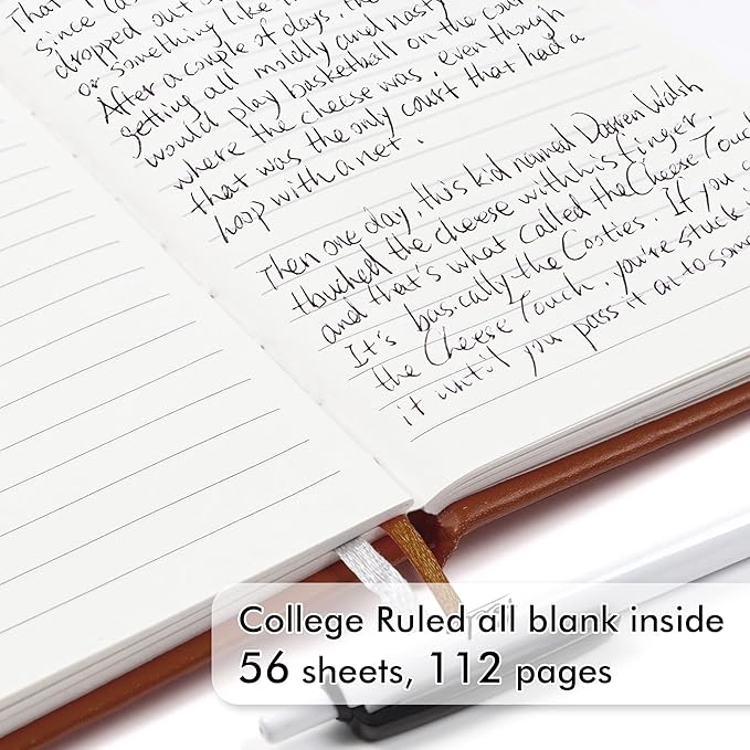 feela 6 Pack Pocket Mini Notebooks Bulk, Small Cute Memo Notepads Hardcover College Ruled Lined Journals with Pen Holder for School Business Work, with 6 Black Pens, 3.5”x 5.5”, A6, Brown