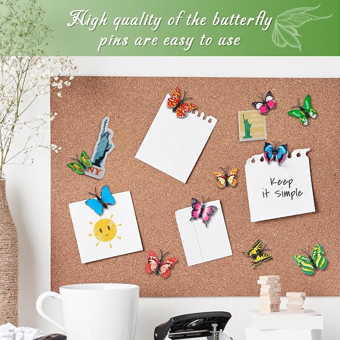 50Packs Decorative Push Pins for Cork Board Butterfly Push Pins for Board - Image 6