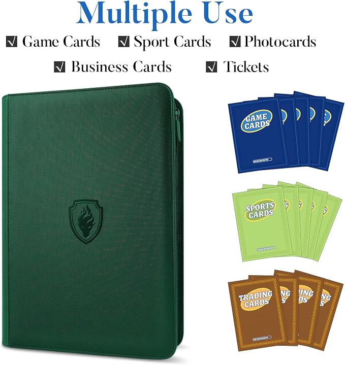 Premium Zip Card Binder, Fabmaker 9 Pocket Trading Card Binder, PU Cover Zipper - Image 3