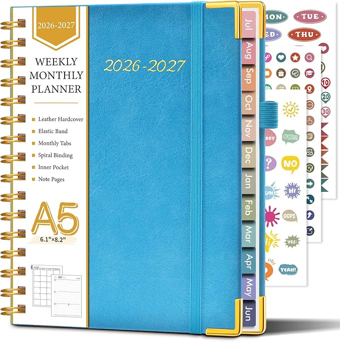 Academic Planner 2026-2027, Hardcover Leather Weekly and Monthly Calendar by Unknown