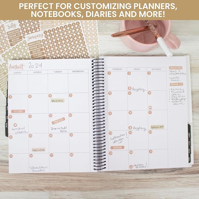 bloom daily planners Muted Neutrals Calendar Essentials Planner Stickers - Image 4