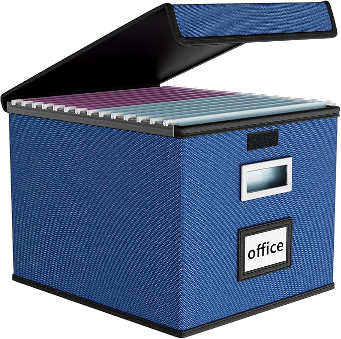 File Organizer Box with Lid, Collapsible File Folder Organizer by Huolewa