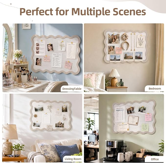 VABAMNA Scalloped Felt Bulletin Board 24"x18", Felt Cork Board Alternative - Image 9