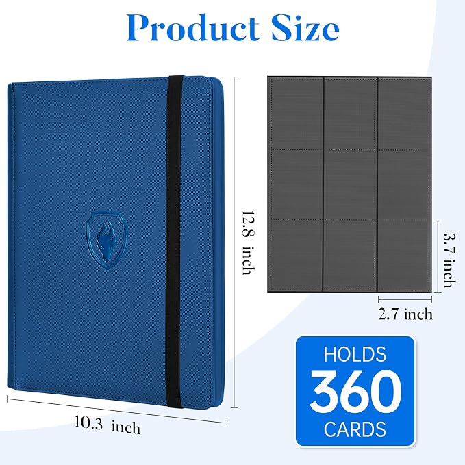 Premium 9 Pocket Card Binder for 360 Cards, Fabmaker PU Cover Trading Card - Image 6