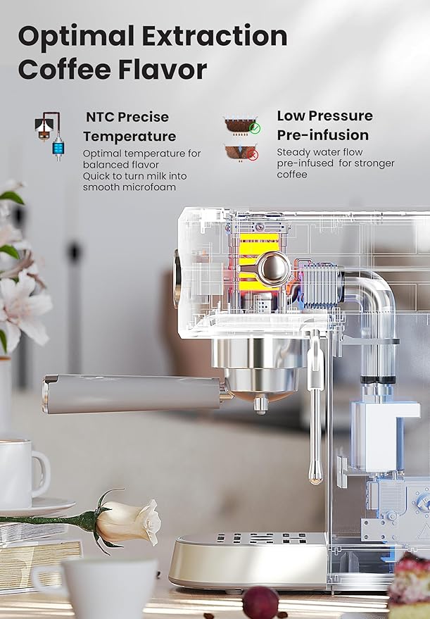 Gevi Commercial Espresso and Coffee Makers, Professional Espresso Maker Latte Machine with Milk Frother, Stainless Steel Expresso Coffee Machines for Home, Compact Cappuccino Machine, Great Gift-DeskLoop Office