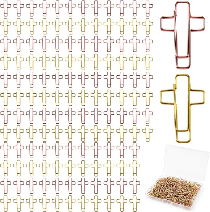 140 Pack Cross Paper Clips, Metal Cross Shaped Bookmarks by Unknown