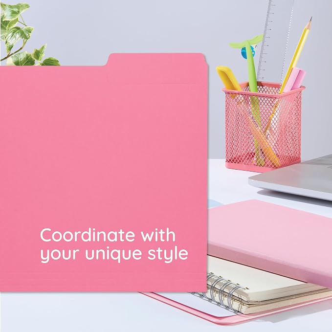 100 Blue Summit Supplies Pink File Folders, Letter Size - Image 5