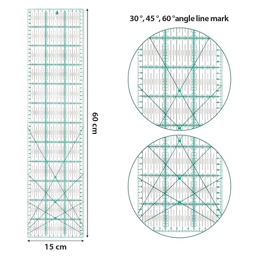 MANUFORE Quilting Ruler 15 x 60cm Sewing Acrylic Ruler Anti-Slip Metric Ruler - Image 2