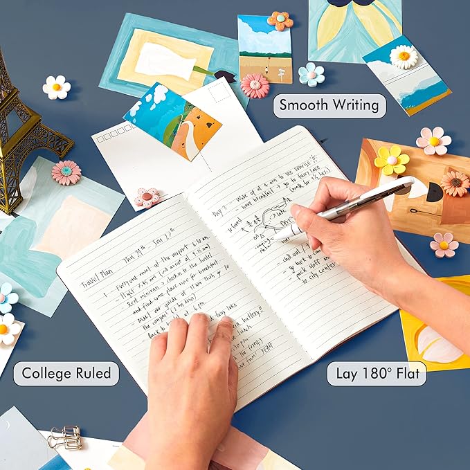 feela 8 Pack Soft Cover Journal Bulk, Notebooks College Ruled for Work, Lined Travel Journal for Women Men, Note Taking Notebook School Supplies Business Writing, 8.2” x 5.5”, A5, Brown-DeskLoop Office