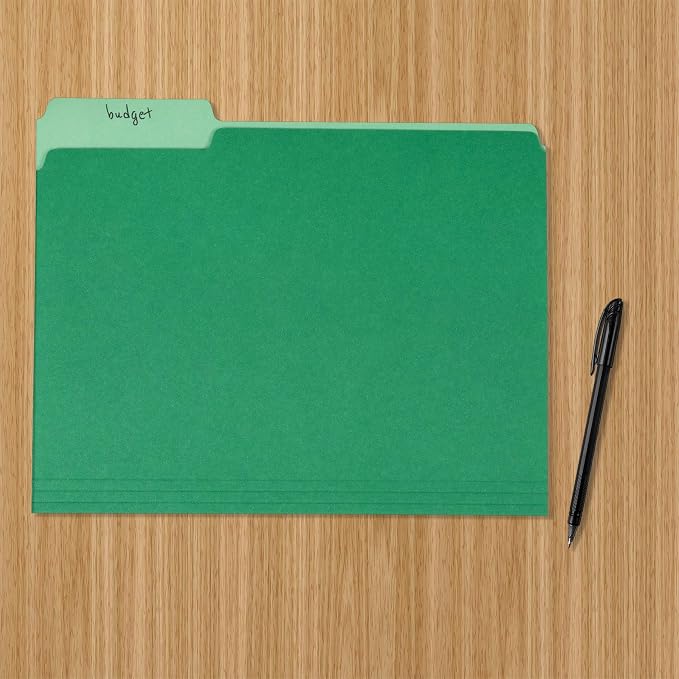 Amazon Basics File Folders for Organization, Letter Size, 1/3 Cut Tab, Bright - Image 5