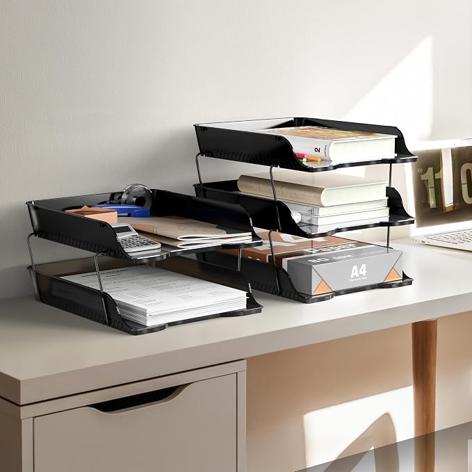 Simple Houseware 3-Tier Stackable Document Letter Tray Paper Organizer - Image 5