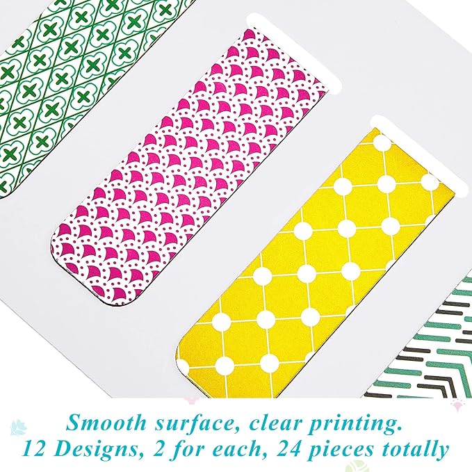 Zonon 24 Pcs Magnetic Bookmarks Bulk Clips Colorful Classic Magnetic Page - Image 4