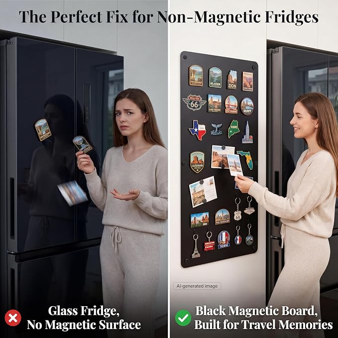 Large Magnetic Board for Wall: Non-Magnetic Fridge Solution | Matte Black Metal - Image 3