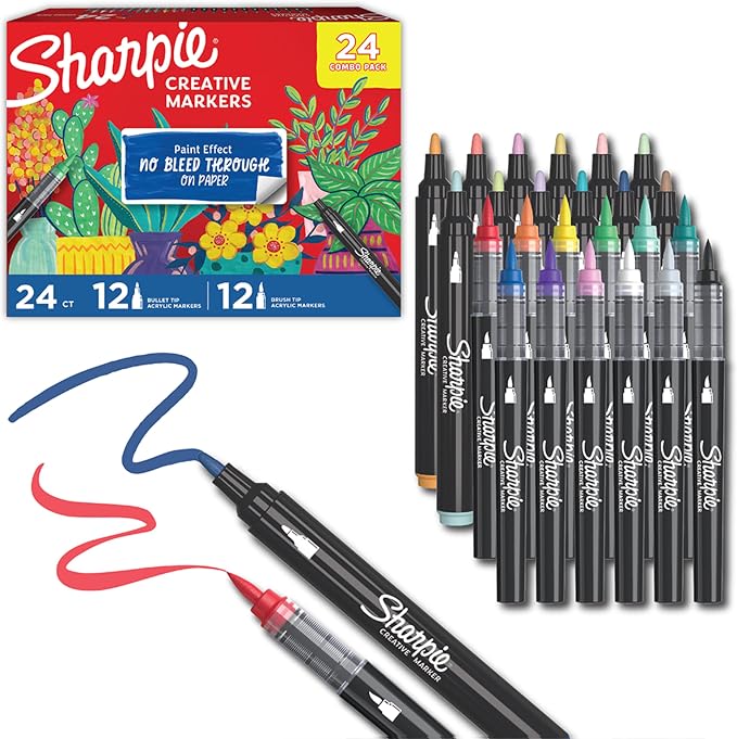 Sharpie Creative Markers, Combo Pack, Water-Based Acrylic, Bullet & Brush Tips by Unknown