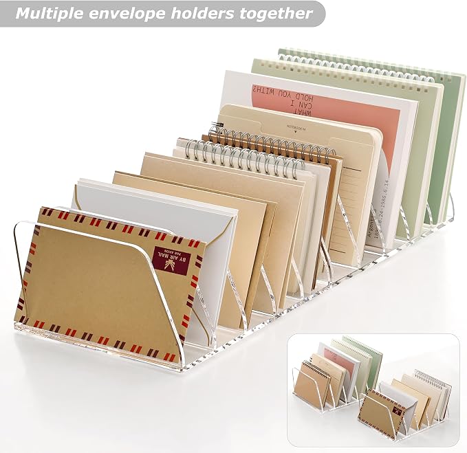 SANRUI Acrylic Mail Sorter Desktop Organizer, 5 Compartments Clear Small File - Image 4