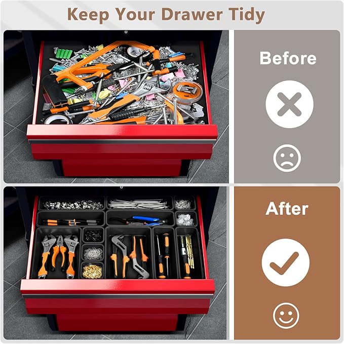 A-LuGei 【 & 5 Size】 Tool Box Organizer Tray Divider Set, 【Black】 - Image 3