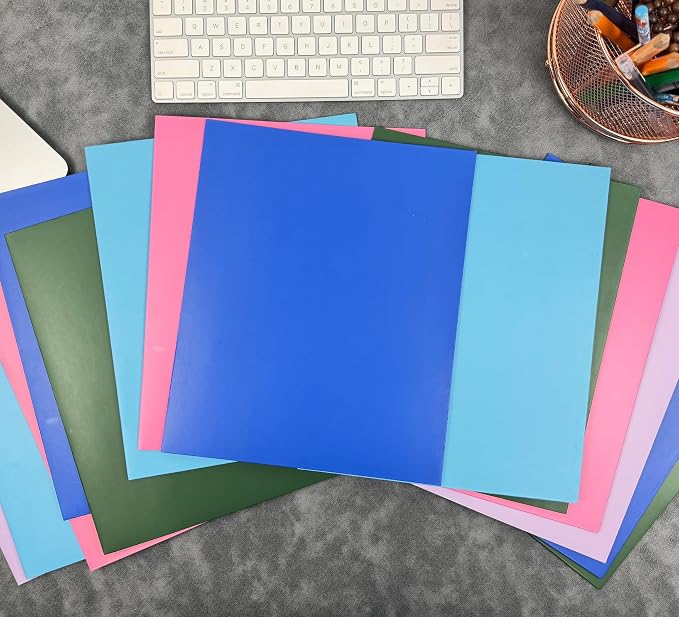 100 Packs Color Folders with Pockets, Two Pocket Folders Bulk Fit Letter Size - Image 2