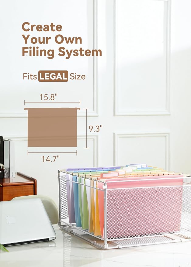 SortRax Plastic Legal Size Hanging File Folders, 12 Pack Pastel Hanging Folders - Image 6