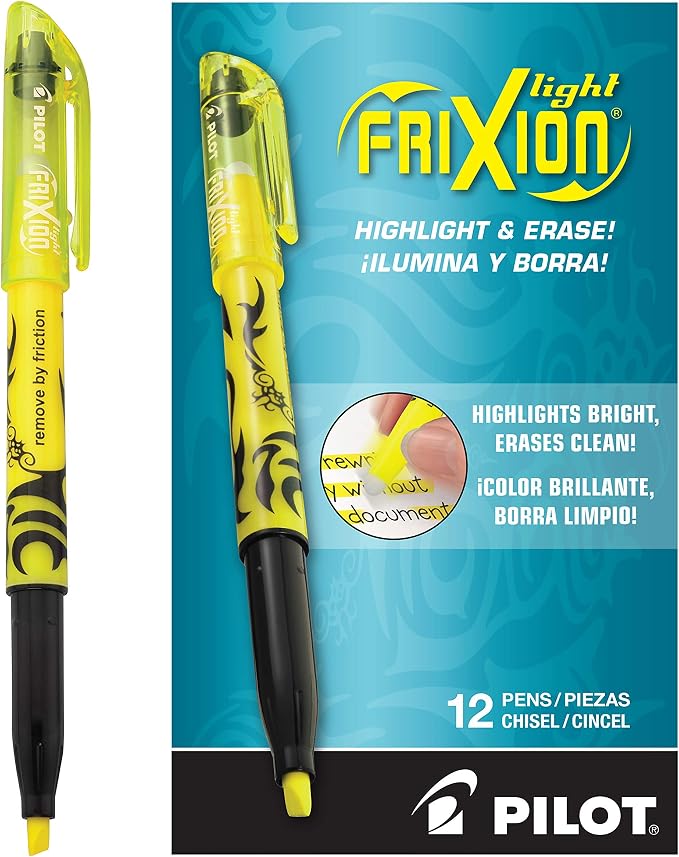 Pilot FriXion Light Erasable Highlighters, Chisel Tip, Journaling, and Office by PilotCorporationofAmerica