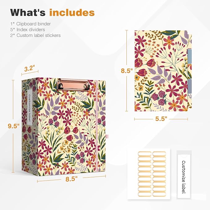 Ospelelf Mini 3 Ring Binder, 2 Inch, Cute Floral Binder - Image 3