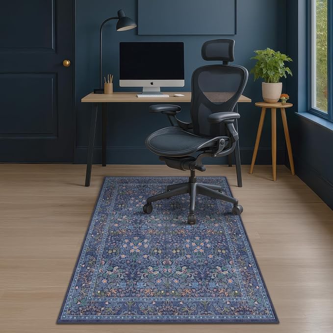 Dark Blue Office Chair Mat for Hardwood Floors, Tile Floor Protector for Heavy - Image 8