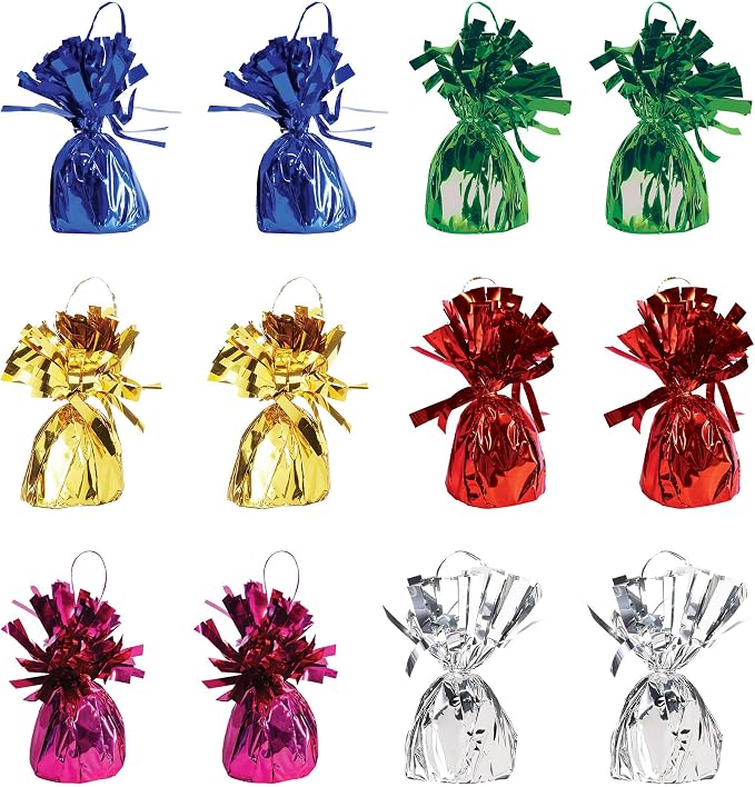 Beistle Metallic Wrapped Balloon Weights – 12 Pack, Party Décor by Beistle