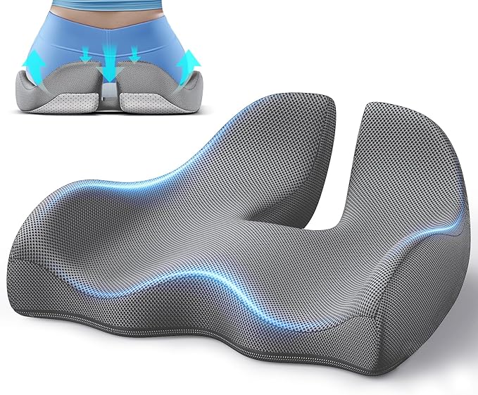 Benazcap X Large Memory Seat Cushion for Office Chair Ergonomic Cushions Pad Pillow for Pressure Relief Sciatica & Pain Relief Memory Foam for Long Sitting for Gaming Chair and Car Seat Gray-DeskLoop Office